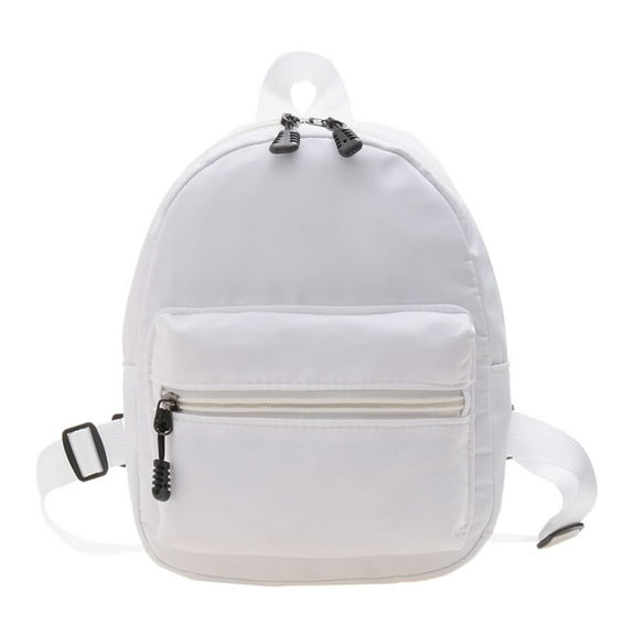 FunnyBeans Women Solid Color Backpack Preppy Style School Nylon Mini Rucksack (White)