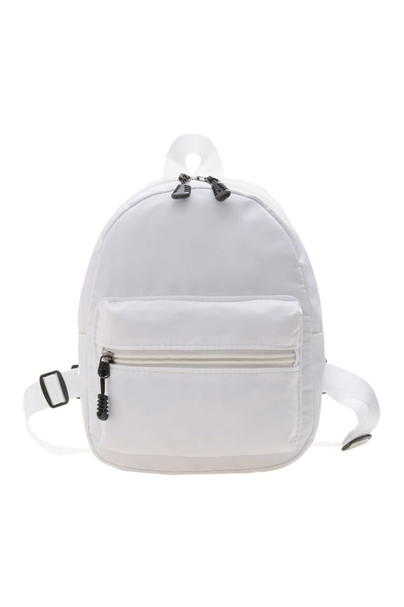 FunnyBeans Women Solid Color Backpack Preppy Style School Nylon Mini Rucksack (White)