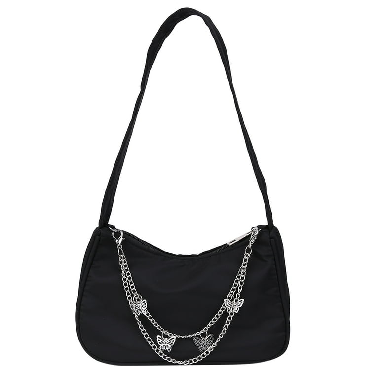 FunnyBeans Y2K Style Purse with Butterfly Chain, Cute Women Hobo
