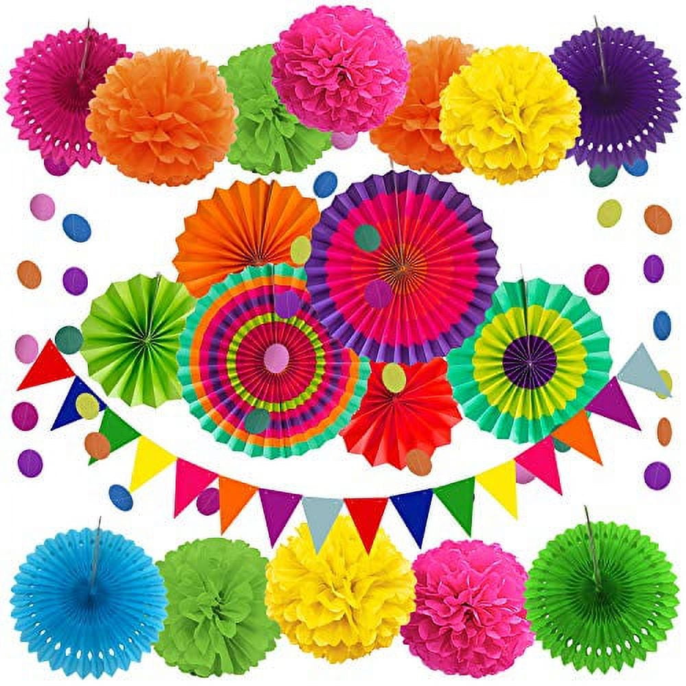Kitchen Dining Features 12 Paper Fan Mexican Party Supplies Favors Colors  for sale online