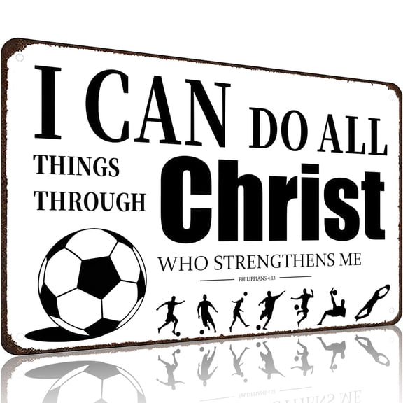 Funnysign Basketball Gifts I Can Do All Things Through Christ Philippians 4:13 Inspirational Bible Verse Tin Sign for Boys Room Man Cave Bedroom Living Room Decor 8 x 12 Inches