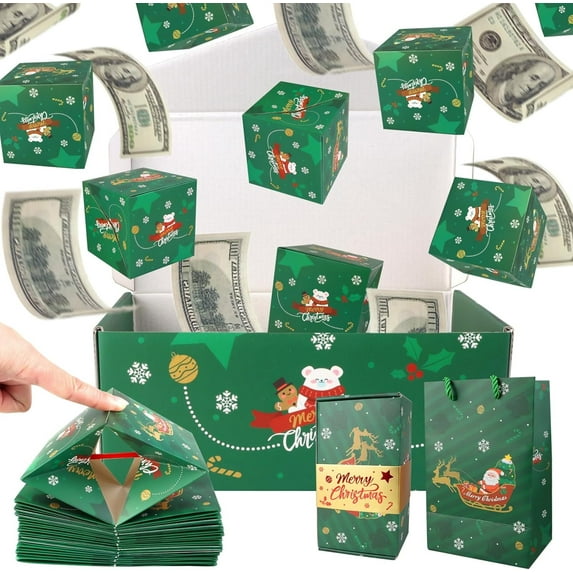 Funoio Surprise Gift Box - Surprise Gift Box Explosion, Merry Christmas Surprise Box Gift Box - 2 Set Surprise Gift Box Explosion for Money, Creativity Folding Bouncing Red Envelope Gift Box