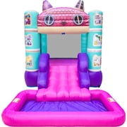Funormous Official Gabbys Dollhouse Bounce House Water Slide with Pool & Ball Pit, Inflatable Bouncer for Kids Ages 3 8 with Basketball Hoop, Water Misting System, Blower & Carry Bag