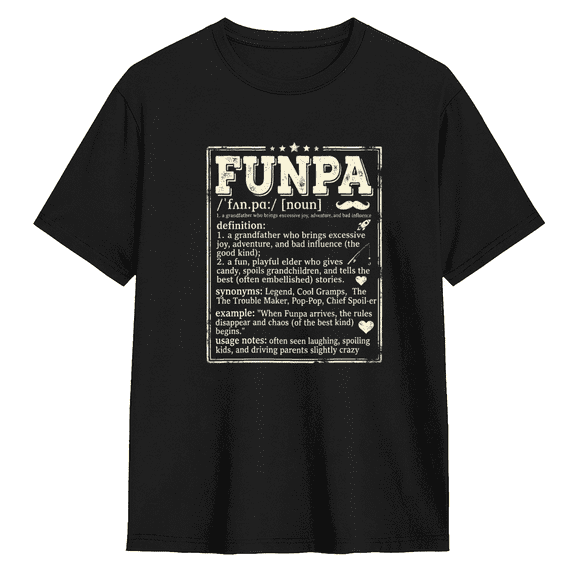 Funpa Grandpa Definition Cool Graphic Tee for Men, Amusing Birthday Gift Cotton Short Sleeves T-Shirt