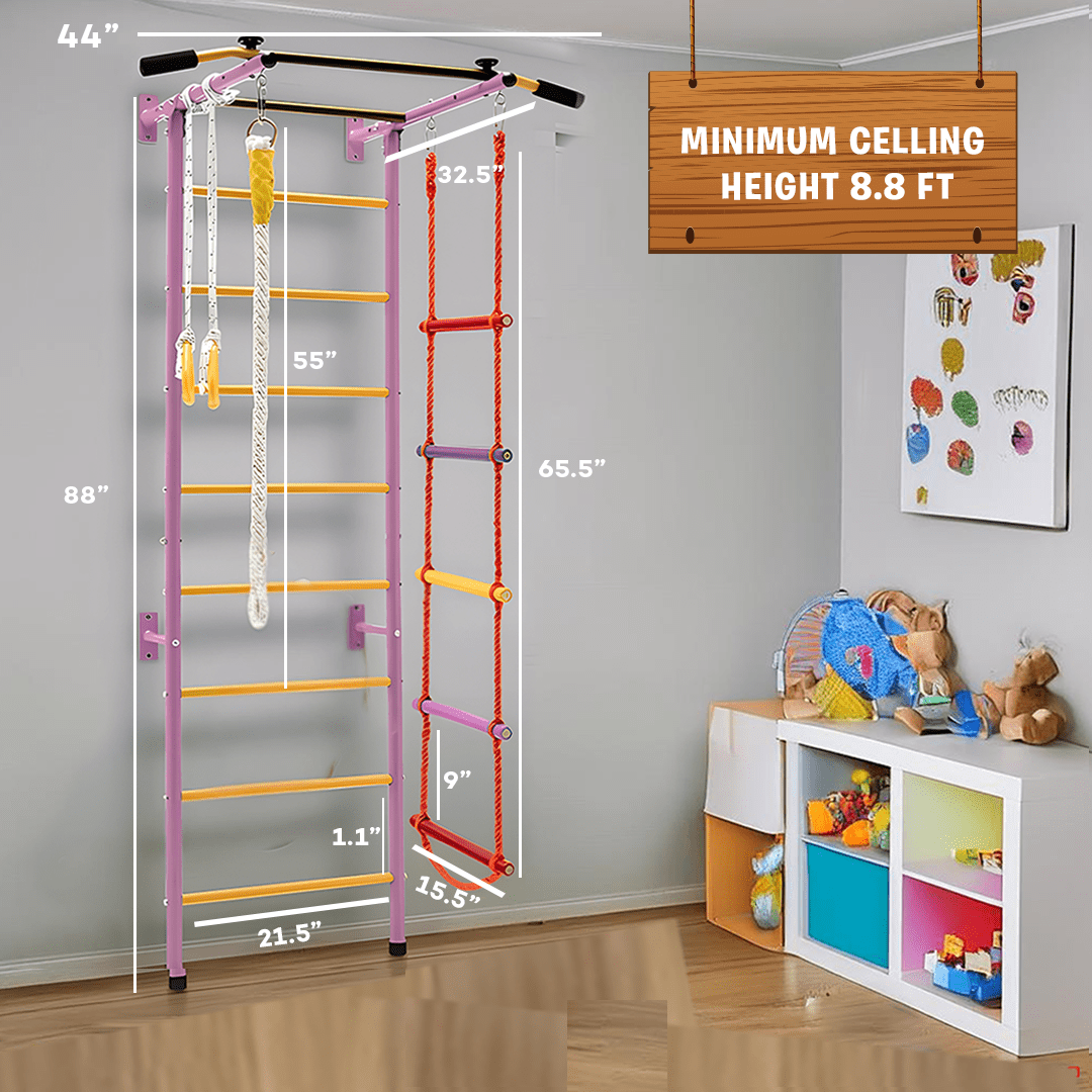 Funphix 5 In 1 Swedish Ladder Wall Gym Set - Small - Pink