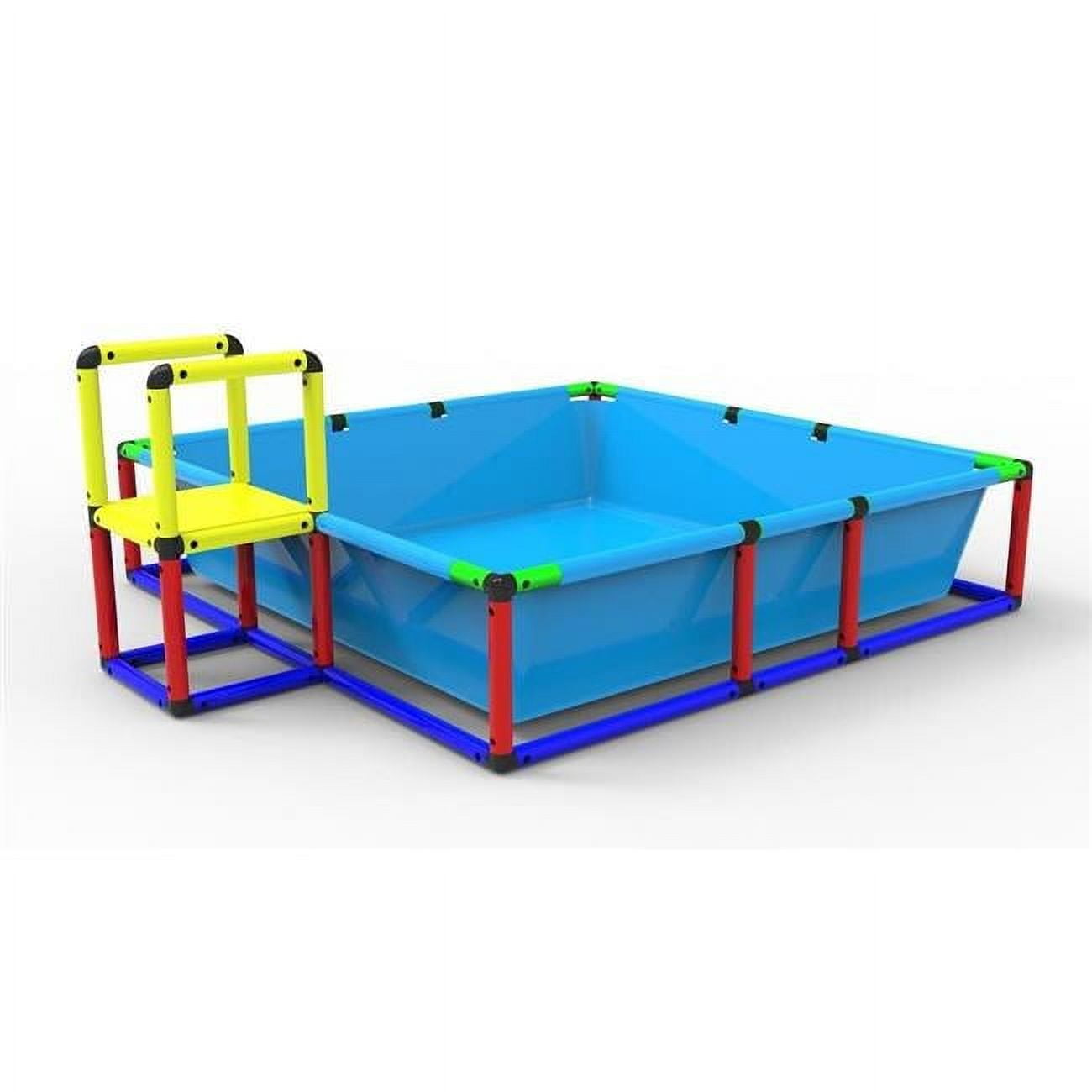 Funphix Buildable Blue Plastic Swimming Pool with Safety Steps