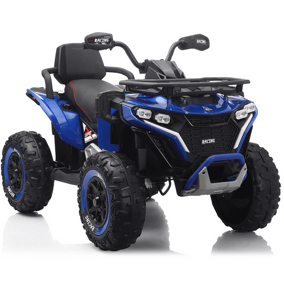 Funride 24 Volt Ride on Toys with Remote Control, Oversized ATV for Kids, 2-Seater 4 Wheeler for Toddlers, Power Car Wheels with Music, Bluetooth, Headlights, EVA Tires, Blue