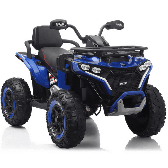 Funride 24 Volt Ride on Toys with Remote Control, Oversized ATV for Kids, 2-Seater 4 Wheeler for Toddlers, Power Car Wheels with Music, Bluetooth, Headlights, EVA Tires, Blue