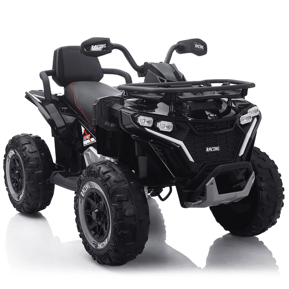 Funride 24 Volt Ride on Toys with Remote Control, Oversized ATV for Kids, 2-Seater 4 Wheeler for Toddlers, Power Car Wheels with Music, Bluetooth, Headlights, EVA Tires, Black