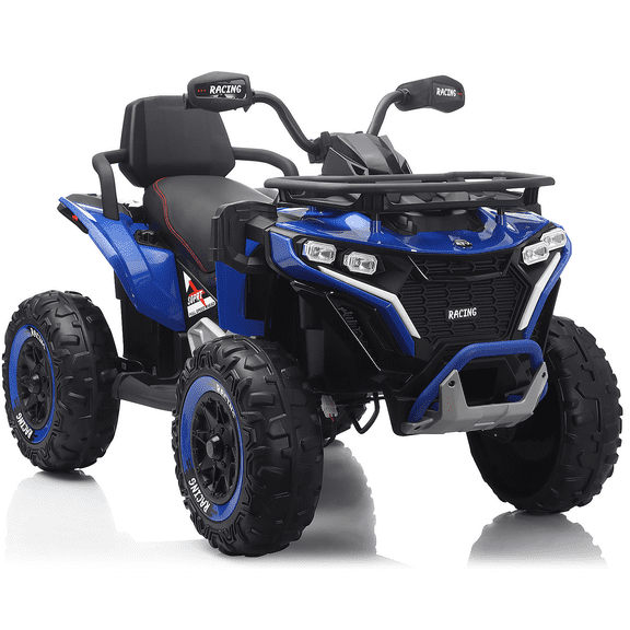 Funride 24 Volt Ride on Toys with Remote Control, Oversized ATV for Kids, 2-Seater 4 Wheeler for Toddlers, Power Car Wheels with Music, Bluetooth, Headlights, EVA Tires, Blue
