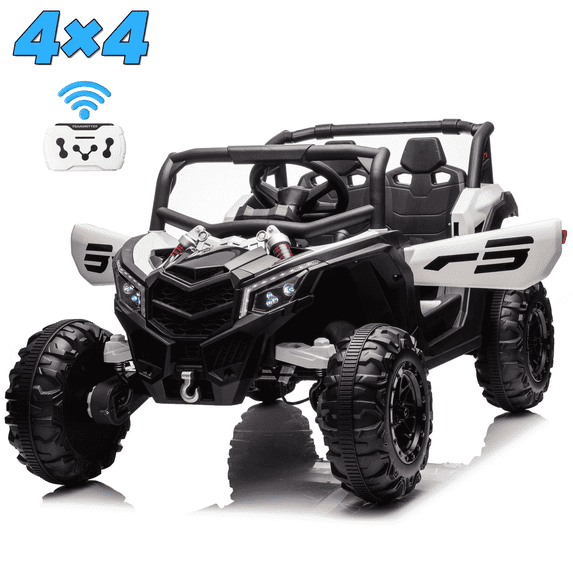 Funride 24V Ride Ons, 2 Seater Power Car Wheels, Gift for Kids with 800W Motor, LED Light, Bluetooth, Horn, White