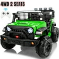 thumbnail image 1 of Funride 4WD 24 Volt Ride on Toys, 2 Seater Electric Car for Kids, Power Car Wheels with Remote, Bluetooth, LED Lights, Green, 1 of 10