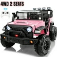 thumbnail image 1 of Funride 4WD 24 Volt Ride on Truck, 2 Seater Electric Car for Kids, Power Car Wheels with Remote, Bluetooth, LED Lights, Pink, 1 of 10