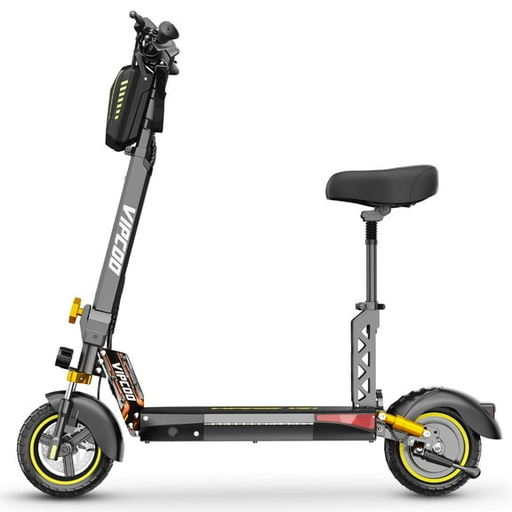 Funride Adult Electric Scooter with Seat, 700W Motor, Dual Suspension & Brakes, 28 MPH, 19 Miles, Foldable Commuter Scooter with Bag, Wide Deck