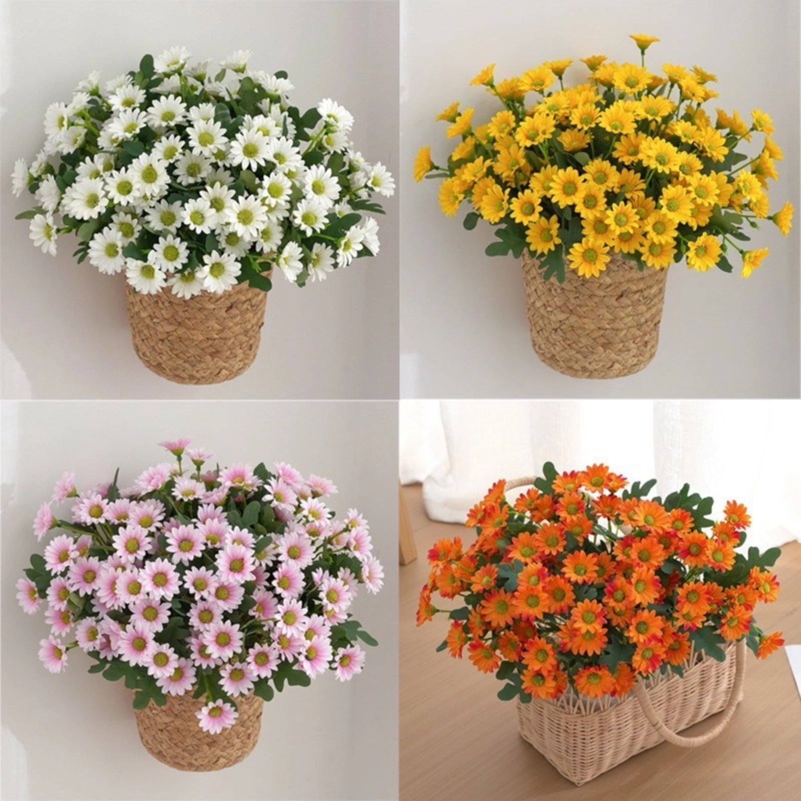 Funsdecor Artificial Mums,Artificial Sunset Mums,Lifelike Artificial ...