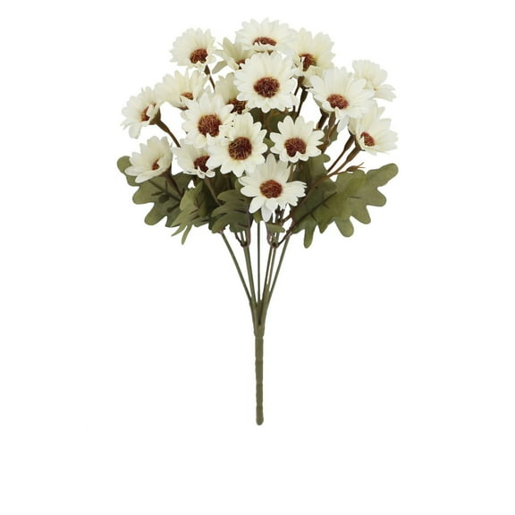 Funsdecor Mums, Artificial Sunset Mums, Artificial Outdoor Sunset Mums Flowers - UV Resistant, Waterproof, Windproof, Fake Fall Flower Daisy with Eucalyptus, Look Real, Full, Vibrant (Flowers_F,5pcs)