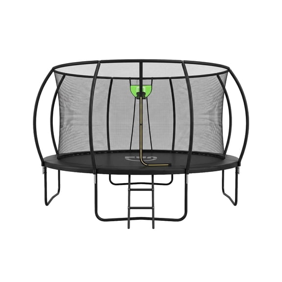 Funseek Trampoline with Basket and Basketball, Light Strip, Large Size and Load-Bearing Capacity, 10FT, Black