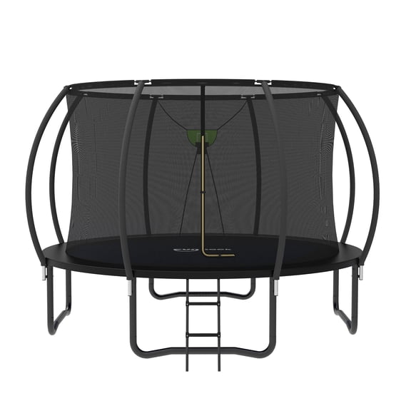 Funseek Trampoline with Basket and Basketball, Light Strip, Large Size and Load-Bearing Capacity, 10FT, Black