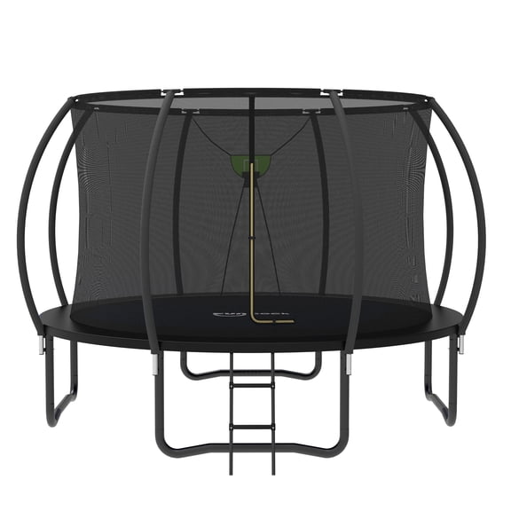 Funseek Trampoline with Basket and Basketball, Light Strip, Large Size and Load-Bearing Capacity, 12FT, Black