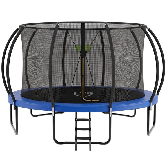 Funseek Trampoline with Basket and Basketball, Light Strip, Large Size and Load-Bearing Capacity, 16FT, Gray