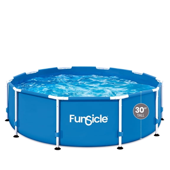 Funsicle Activity Above Ground Metal Frame Swimming Pool  10' x 30", Backyard Games For Kids & Adults, Round, Blue