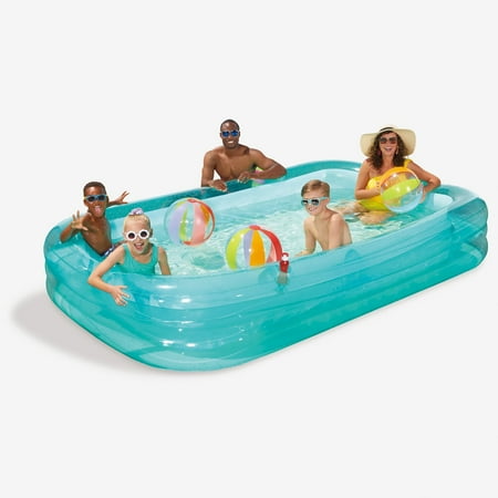 Funsicle 10ft AquaSplash Pool, Inflatable Family Swimming Pool, Lagoon Blue, Rectangular, Age 6 & up