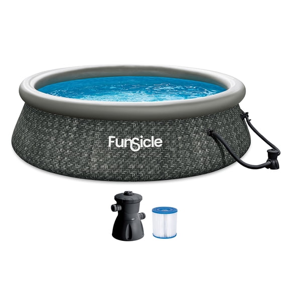 Funsicle Quickset 10’ x 30” Round Inflatable Top Ring Above Ground Swimming Pool Set