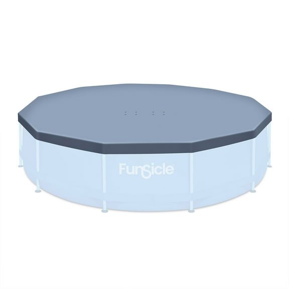 Funsicle 12 ft Round Above Ground Swimming Pool Cover, Gray, Adults