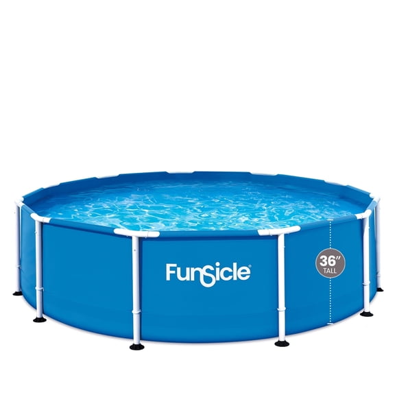 Funsicle Activity Above Ground Metal Frame Swimming Pool  10' x 30", Backyard Games For Kids & Adults, Round, Blue
