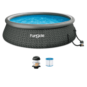 Funsicle 12 x 36" QuickSet Inflatable Ring Top Outdoor Above Ground Pool with Pump