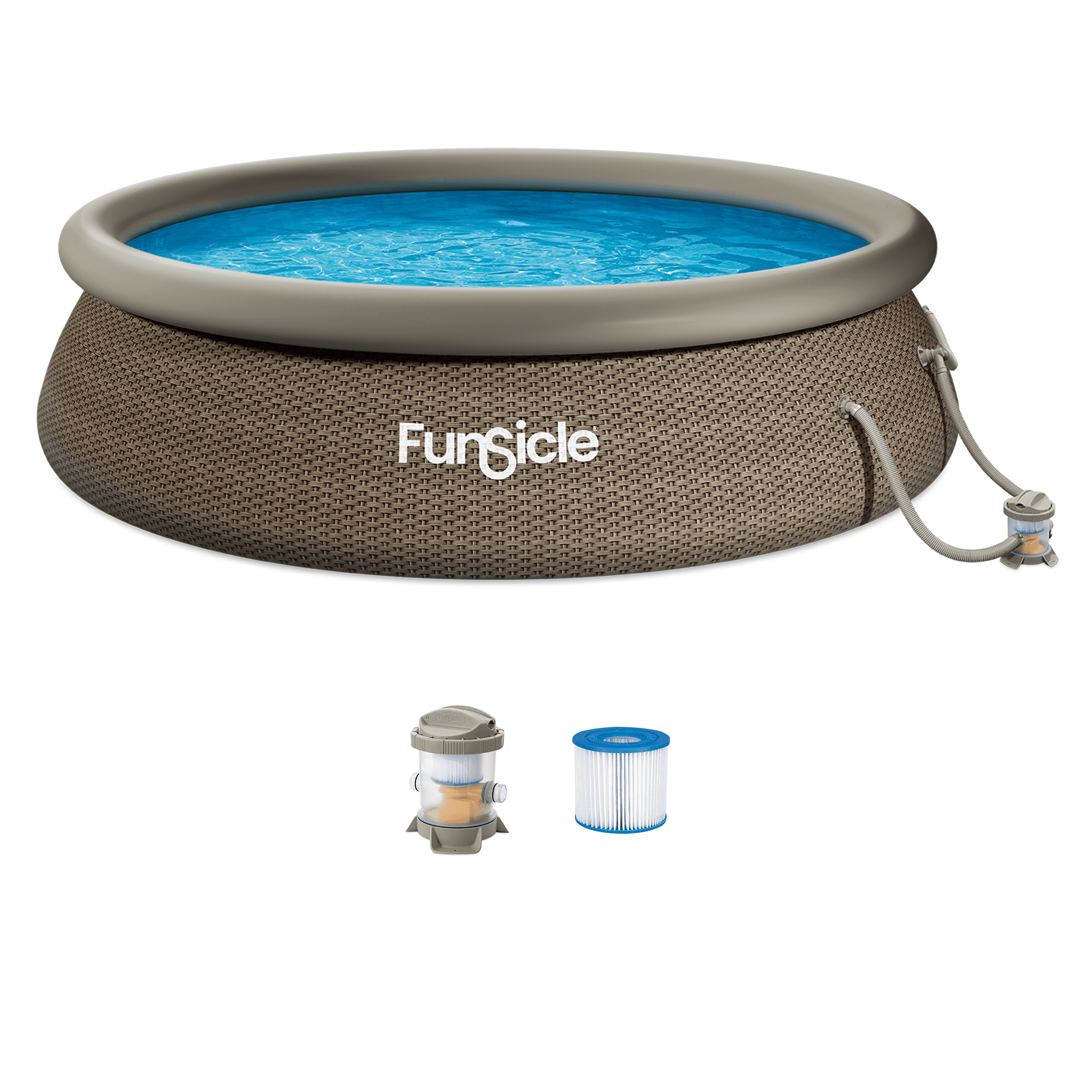 Funsicle Quickset 12’ x 36” Round Inflatable Top Ring Above Ground Swimming Pool Set
