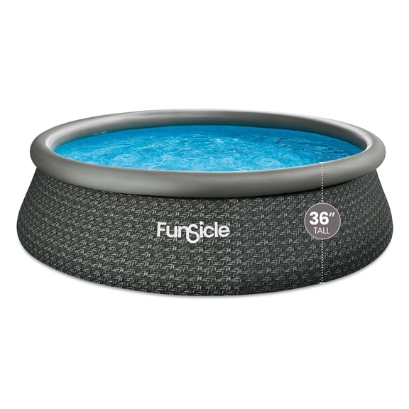 Funsicle 12' x 36" QuickSet Inflatable Ring Top Outdoor Above Ground Pool with Pump