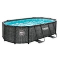thumbnail image 1 of Funsicle 13'11" Oasis Designer Above Ground Pool with Pump, Oval Frame, Dark Herringbone, 1 of 7