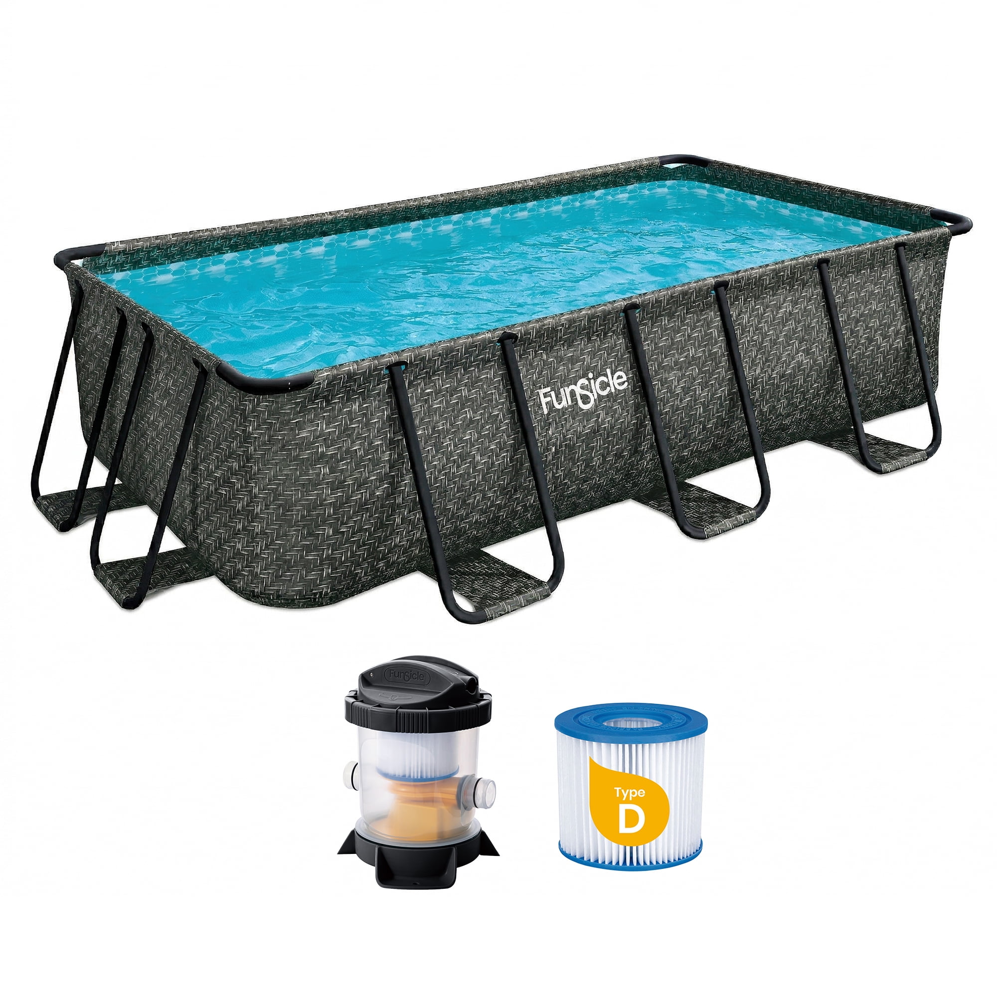 Funsicle 13 Ft Oasis Designer Lap Above Ground Pool with Pump, Rectangular Frame