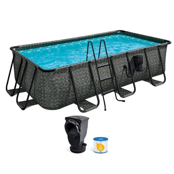 Funsicle 13 Ft Oasis Designer Lap Above Ground Pool with Pump, Rectangular Frame