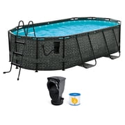 Funsicle 1311 Oasis Designer Above Ground Pool with Pump, Oval Frame, Dark Herringbone
