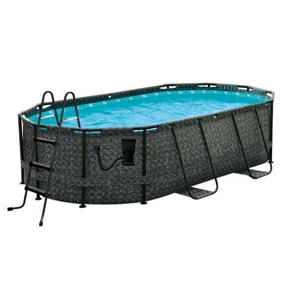 Open Box 13' x 8' x 39.5" Oasis Designer Oval Swimming Pool Herringbone