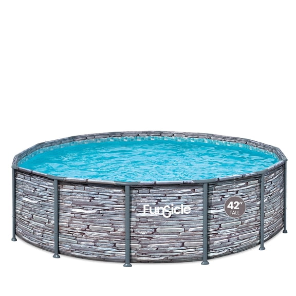 Funsicle 14' x 42" Oasis Designer Above Ground Pool & Pump, Stone Slate, Age 6 & up