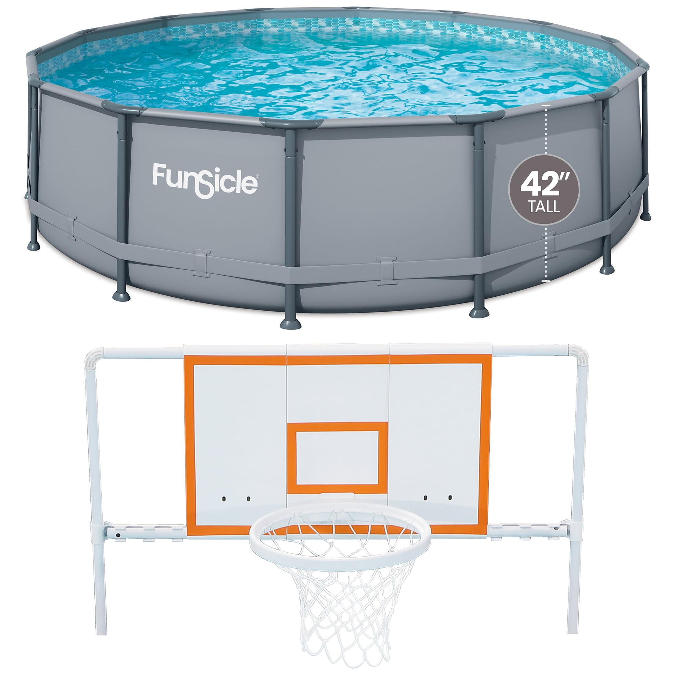 pool Funsicle 14ft Round Oasis Above Ground Pool, Natural Teak