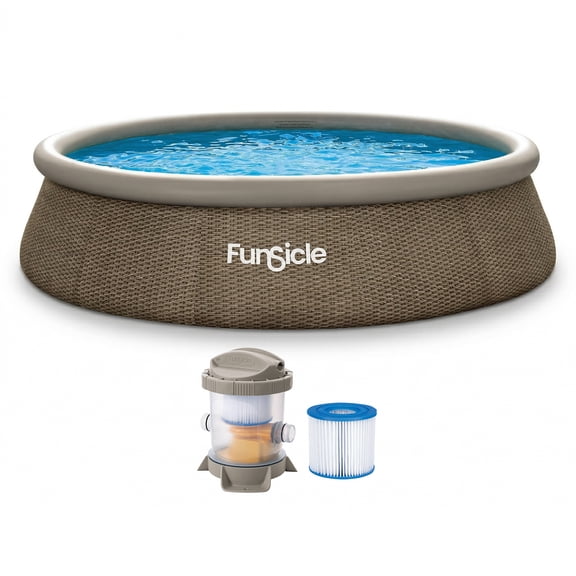 Funsicle 14' x 36" QuickSet Inflatable Ring Top Outdoor Above Ground Pool with Pump