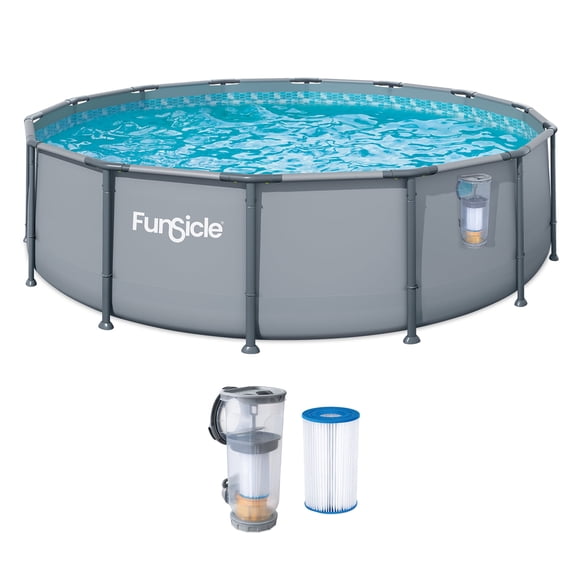Funsicle 14' x 42" Oasis Above Ground Pool Set with Pump, Round Frame - Cool Gray