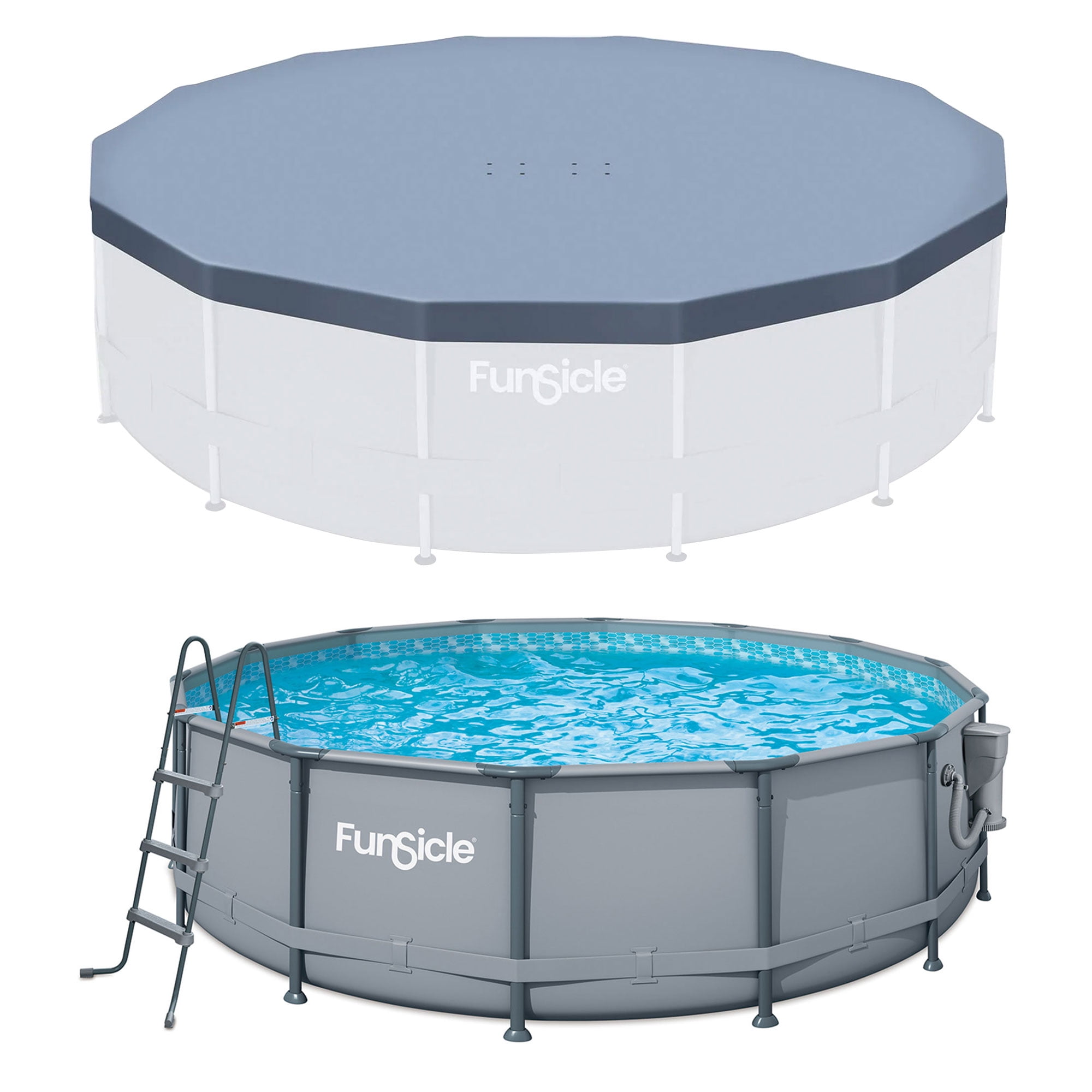 Funsicle 14' x 42" Oasis Round Swimming Pool with 14' Debris Cover, Gray