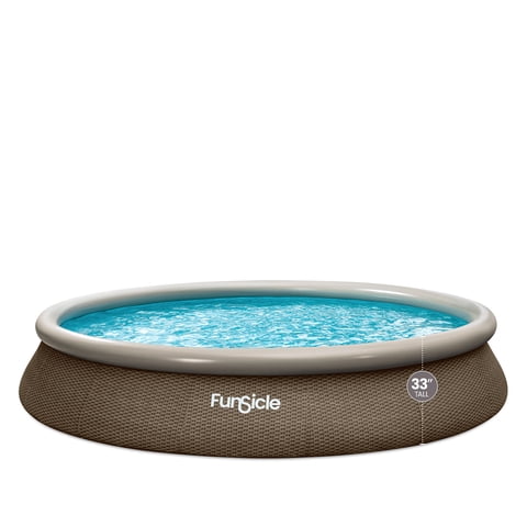 Funsicle QuickSet Designer Above Ground Swimming Pool Set with RX600 Filter Pump, 15' x 33", Inflatable Top Ring, Round, Triple Basketweave