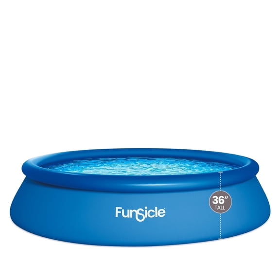 Funsicle QuickSet Above Ground Swimming Pool Set with FB800 Filter Pump, 15' x 36", Inflatable Top Ring, Round, Blue