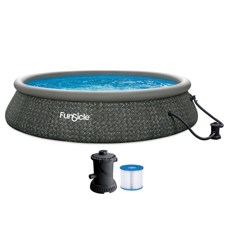 Funsicle 15' x 36" QuickSet Inflatable Ring Top Outdoor Above Ground Pool with Pump