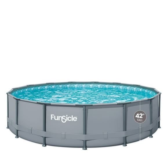Funsicle 15ft Oasis Round Above Ground Metal Frame Swimming Pool, Includes SkimmerPlus Pump, Age 6 & up
