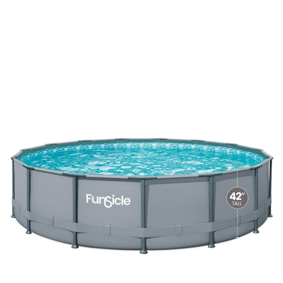 Funsicle 15ft Oasis Round Above Ground Metal Frame Swimming Pool, Includes SkimmerPlus Pump, Age 6 & up