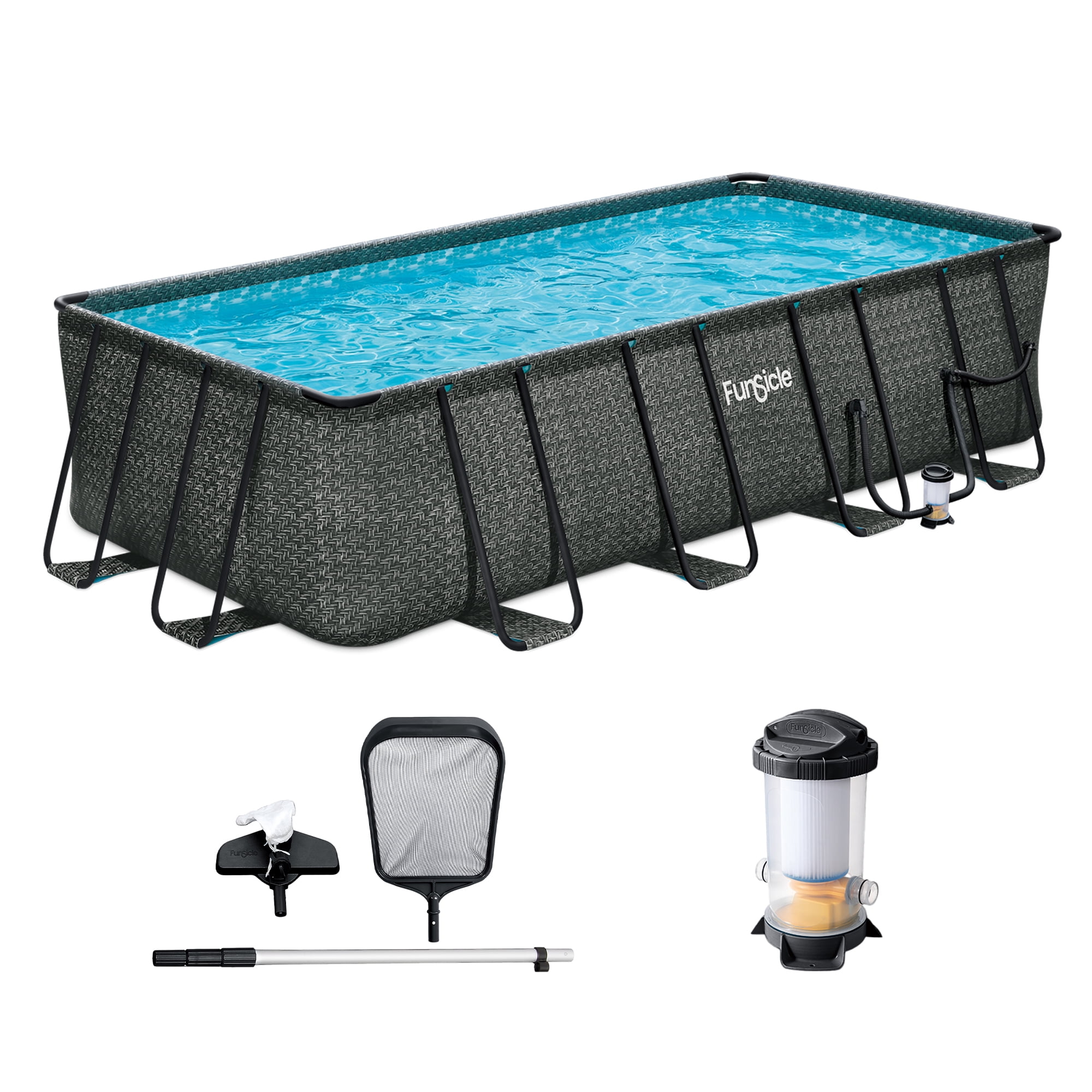 Funsicle 18 Ft Oasis Designer Lap Above Ground Pool with Pump, Rectangular Frame