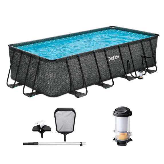 Funsicle 18 Ft Oasis Designer Lap Above Ground Pool with Pump, Rectangular Frame