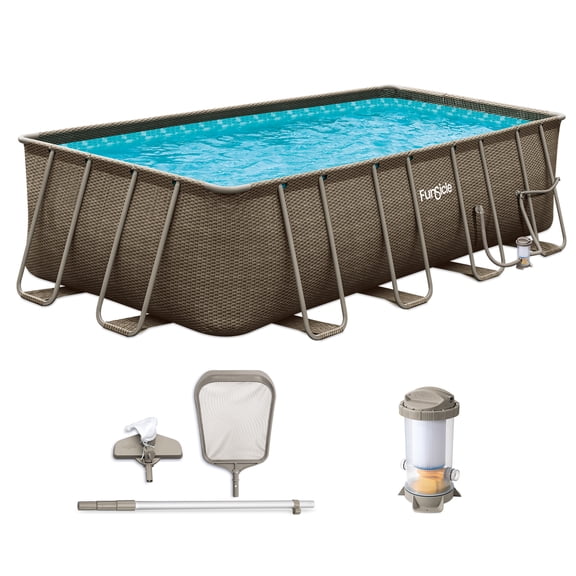 Funsicle 18 Ft Oasis Designer Lap Above Ground Pool with Pump, Rectangular Frame